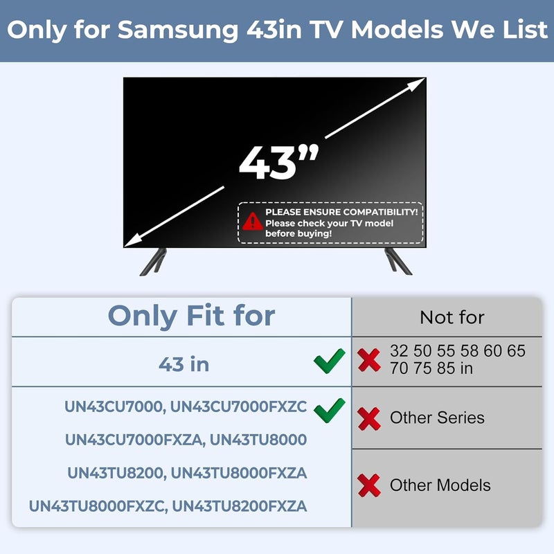 Maozhren TV Legs for Samsung TV Stand Legs, Only for Samsung 43in UN43CU7000, UN43CU7000FXZC, UN43CU7000FXZA, UN43TU8000, UN43TU8200, UN43TU8000FXZA, UN43TU8000FXZC, UN43TU8200FXZA, Not for Other Models - Image 2